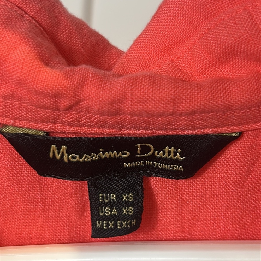 Massimo Dutti Coral Linen Hi Low Tunic Blouse Size XS - Picture 10 of 14